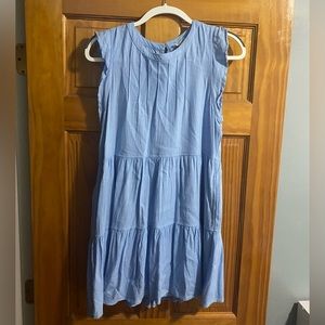 Loose Sleeveless Pocketed Blue Dress